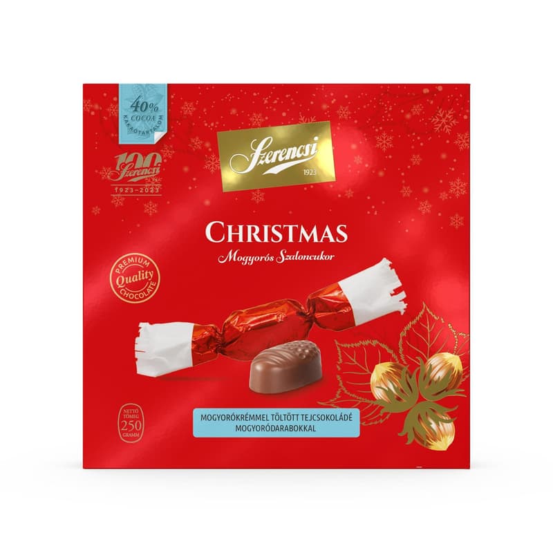 Szerencsi Milk chocolate Christmas praline with hazelnut cream and hazelnut pieces