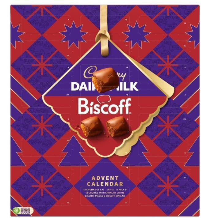 Cadbury Dairy Milk Biscoff Chunk Advent Calendar Kekszdarabos tejcsokoládés adventi naptár