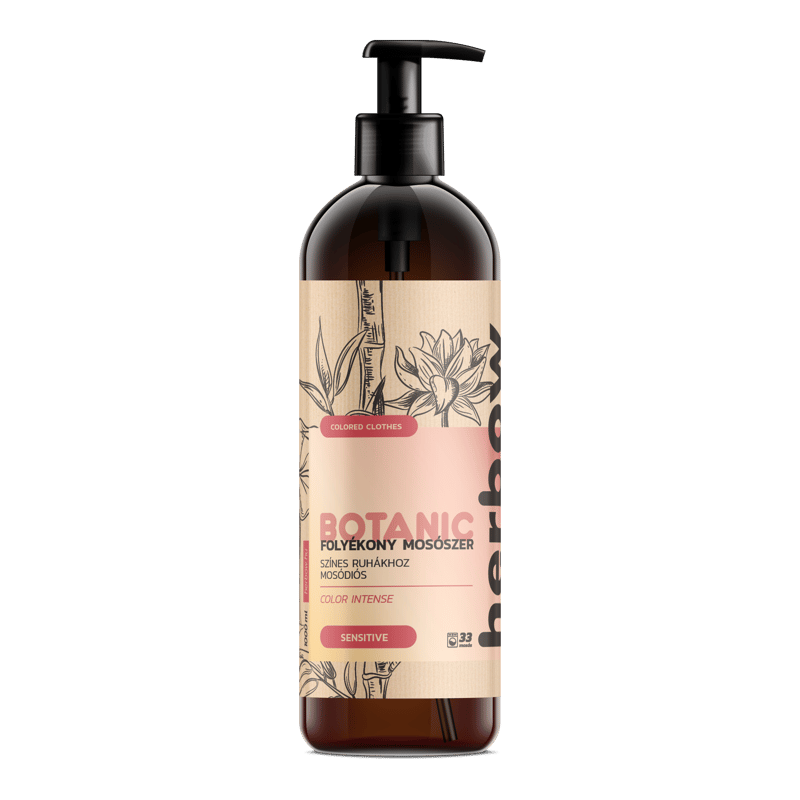 Herbow BOTANIC Color Intense (soapnut) liquid laundry detergent for colored clothes, green meadow and lily of the valley scent