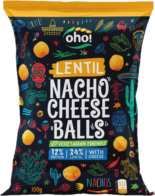 OHO lentil snack “Nacho cheese balls” 100g