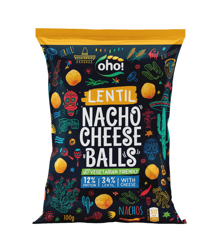 OHO lentil snack “Nacho cheese balls” 100g