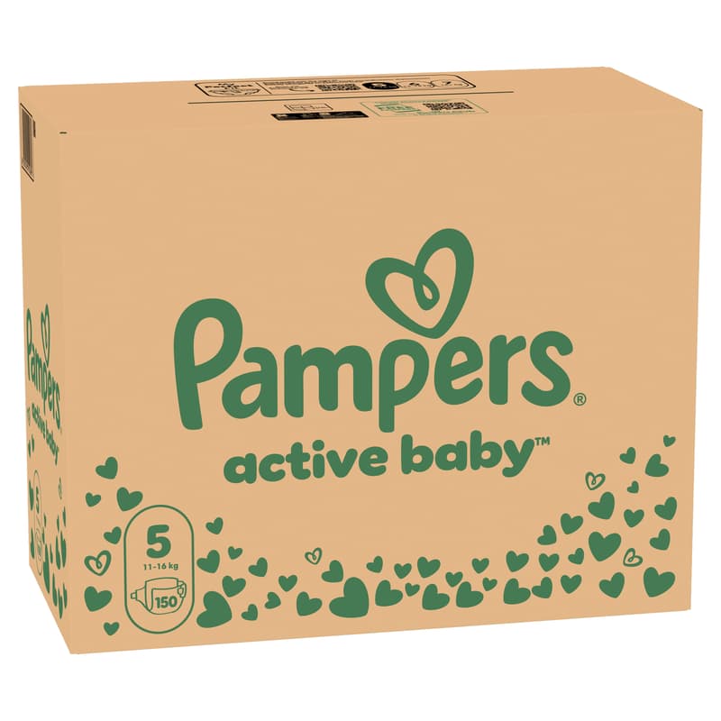 Pampers Active Baby Pelenka, Havi Pelenkacsomag, Méret: 5 (11-16 kg) 150 db