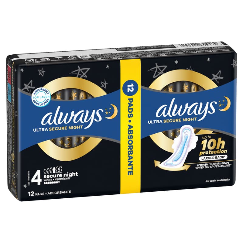 Always Ultra Secure Night Winged Sanitary Napkin (Size 4)