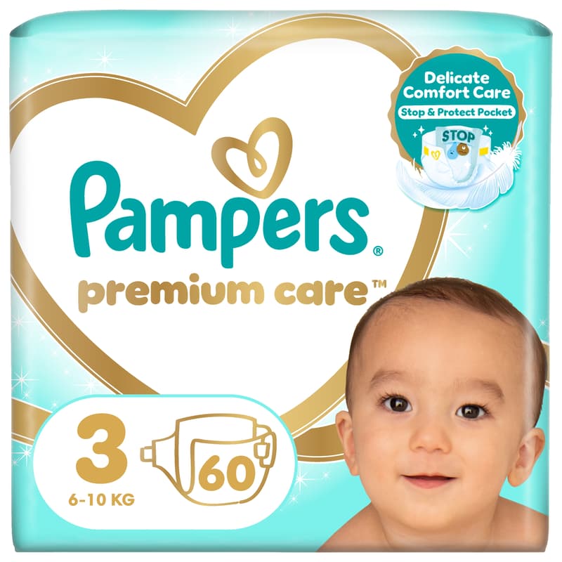 Pampers Premium Care Pelenka, Méret: 3 (6-10 kg) 60 db