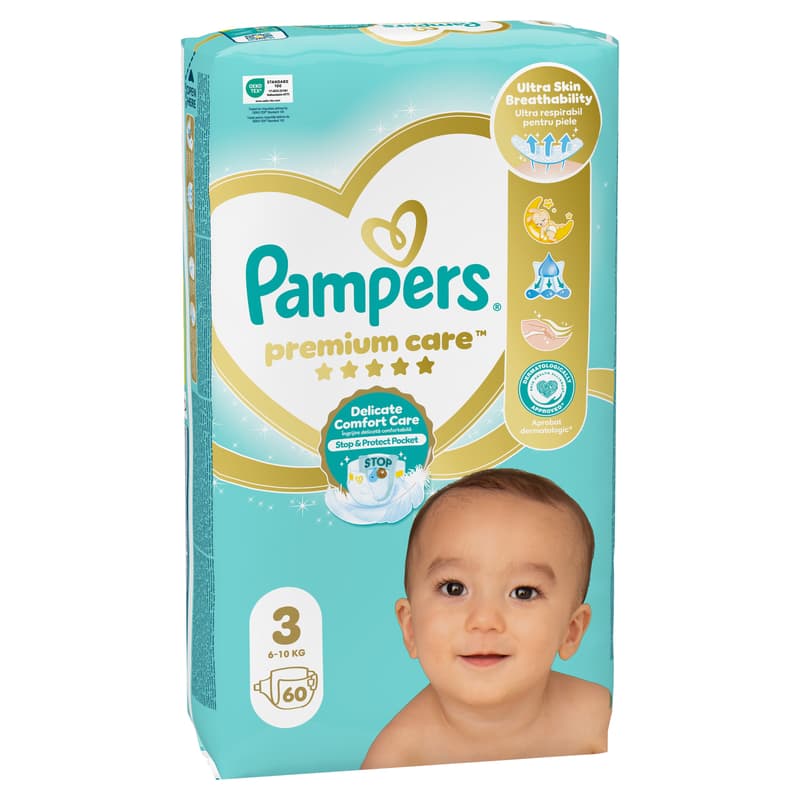 Pampers Premium Care Pelenka, Méret: 3 (6-10 kg) 60 db