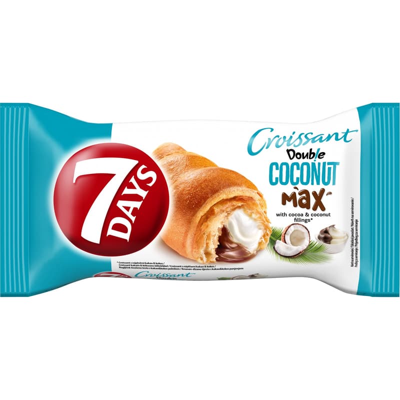 7Days Doub! E Max croissant with cocoa and coconut filling
