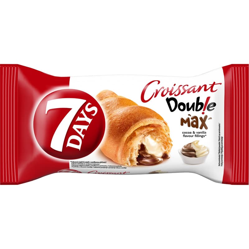 7Days Doub!e Max Croissant with Cocoa and Vanilla Flavored Filling