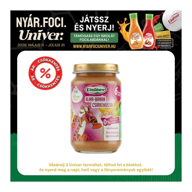 Univer Disney Alma-Banán Csirkehússal Bébiétel 6 hónapos kortól
