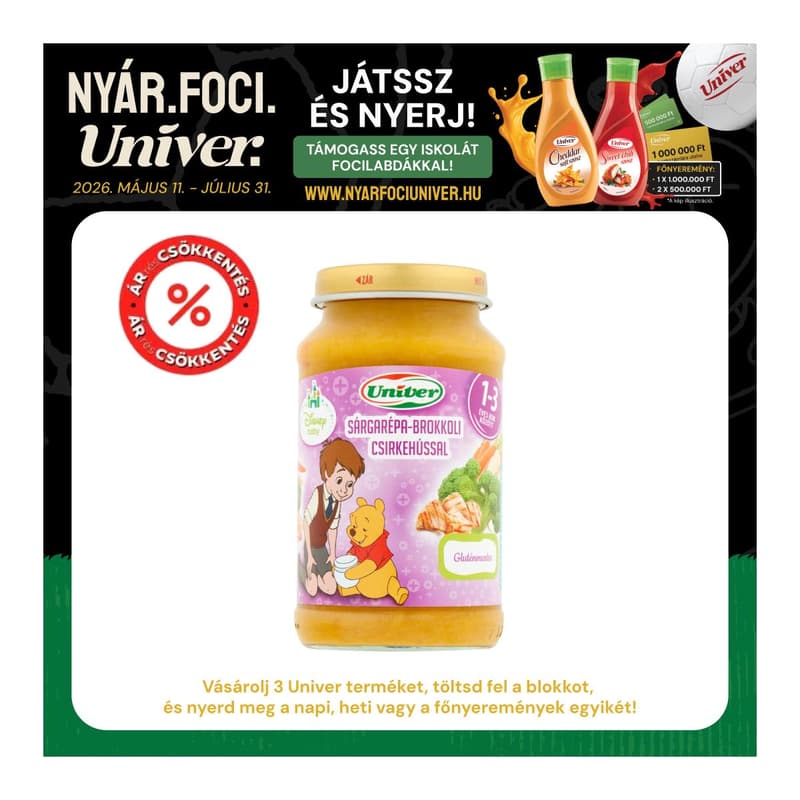 Univer Disney Sárgarépa-Brokkoli Csirkehússal bébiétel 12 hónapos kortól