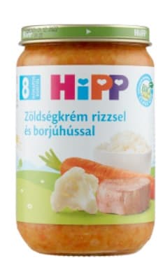 Hipp Zöldségkrém rizzsel és borjúhússal 8 hónapos kortól