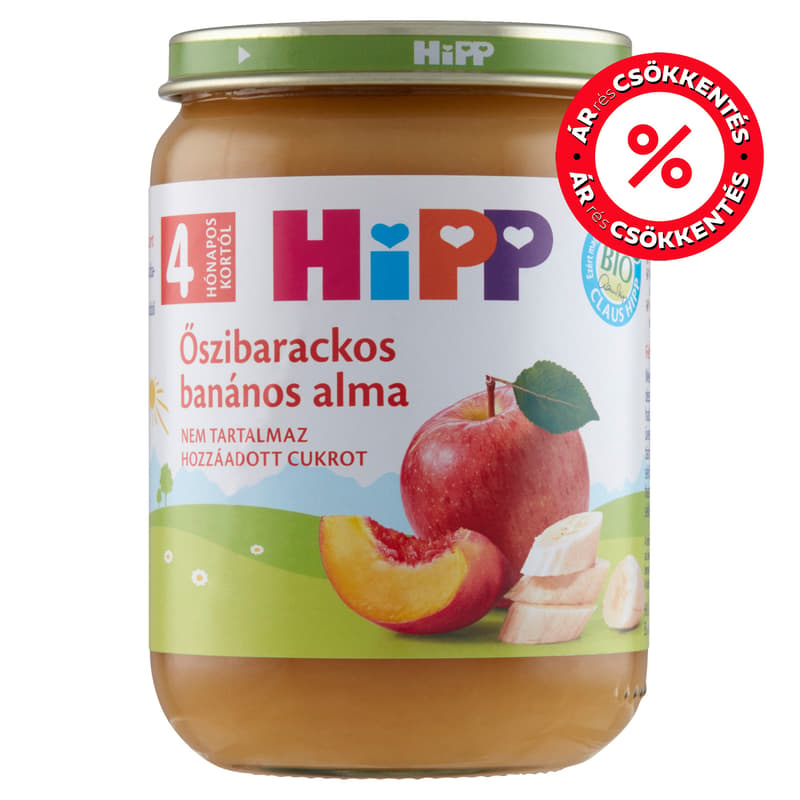 Hipp BIO Őszibarackos-banános alma 4 hónapos kortól
