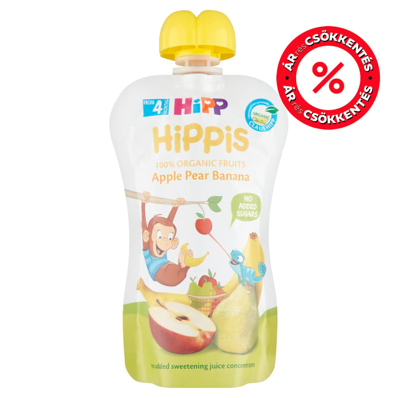 Hipp BIO HiPPiS Alma-Körte-Banán 4 hónapos kortól