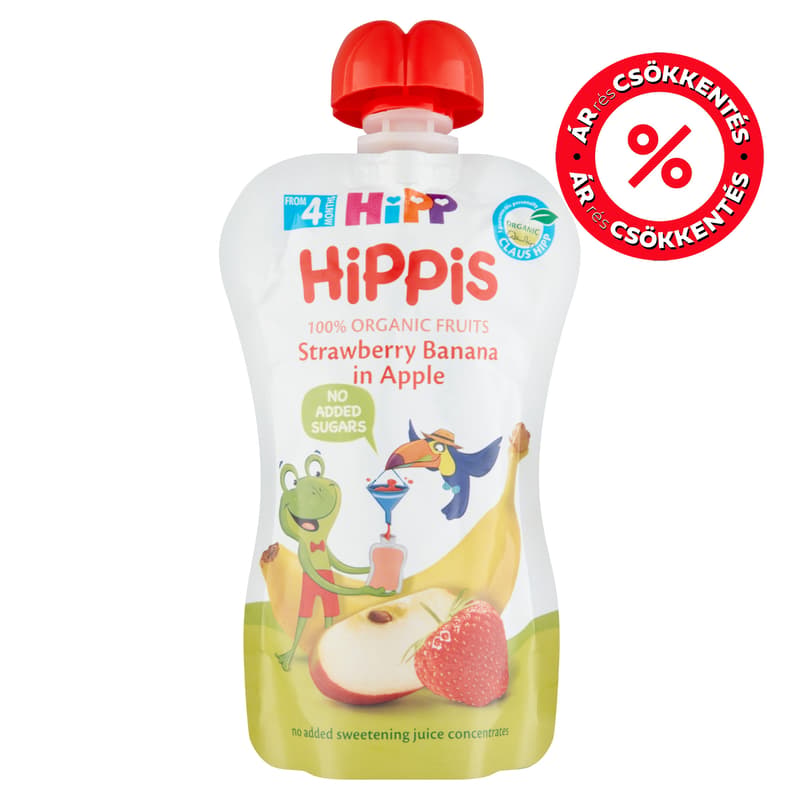 Hipp BIO HiPPiS Eper-Banán Almában 4 hónapos kortól
