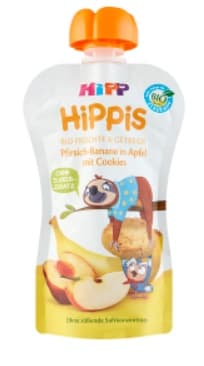 Hipp BIO HiPPiS Alma-Banán-Őszibarack keksszel 12 hónapos kortól