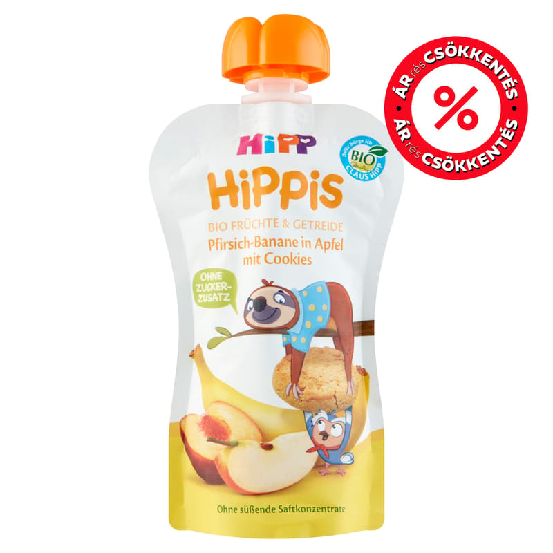 Hipp BIO HiPPiS Alma-Banán-Őszibarack keksszel 12 hónapos kortól