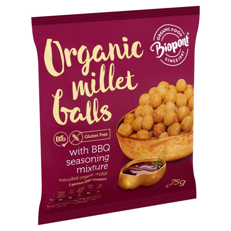 Extrudált BIO kölesgolyó, barbecue ízesítésű