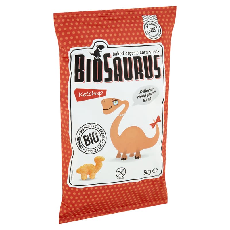 BioSaurus Babe Kukoricás BIO snack, ketchupos
