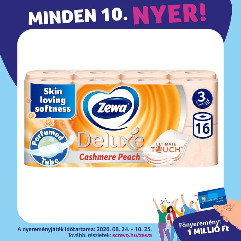 Zewa Deluxe Cashmere Peach 3 rétegű toalettpapír 16 tekercs