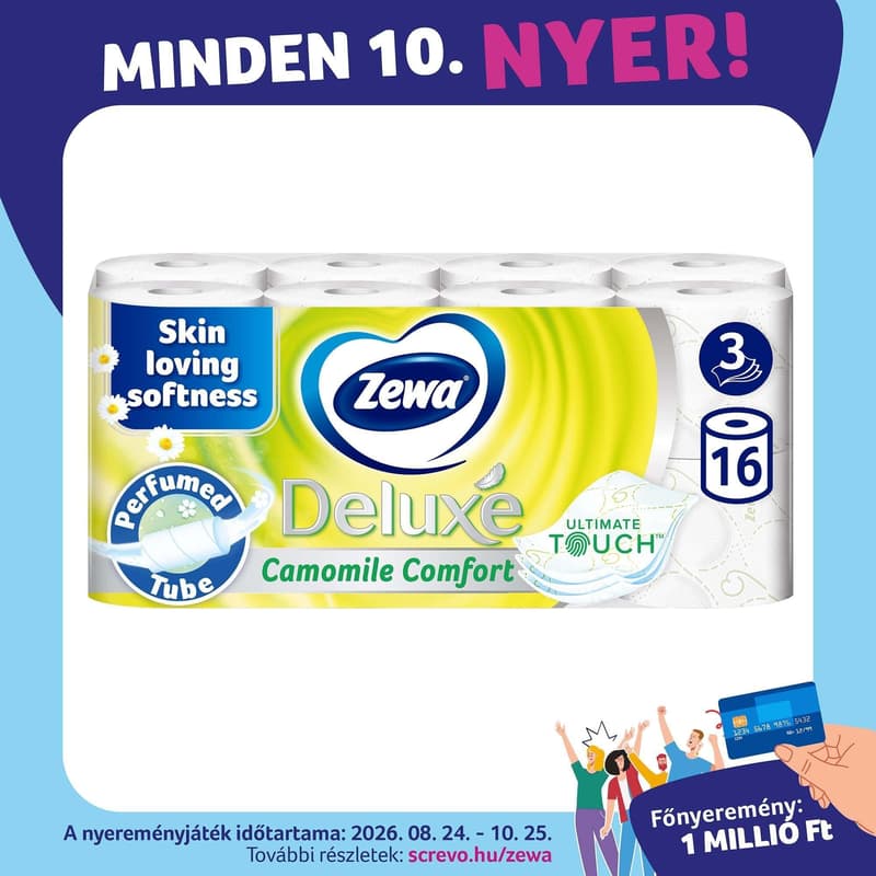 Zewa Deluxe Camomile Comfort 3 rétegű toalettpapír 16 tekercs
