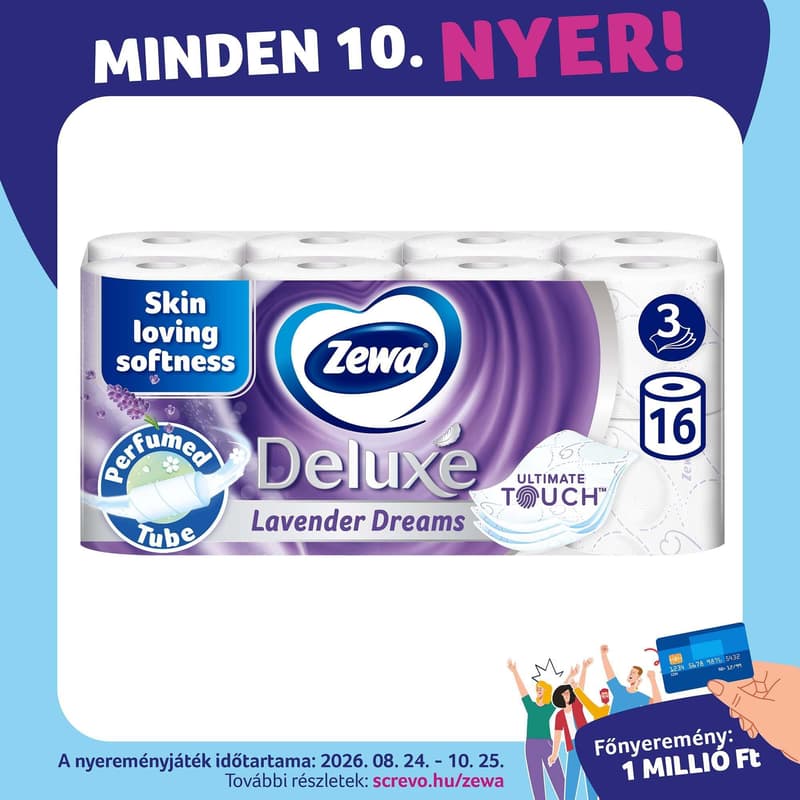 Zewa Deluxe Lavender Dreams 3 rétegű toalettpapír 16 tekercs