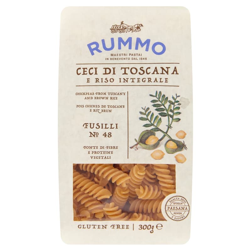 Rummo Fusilli dry pasta from chickpeas and brown rice