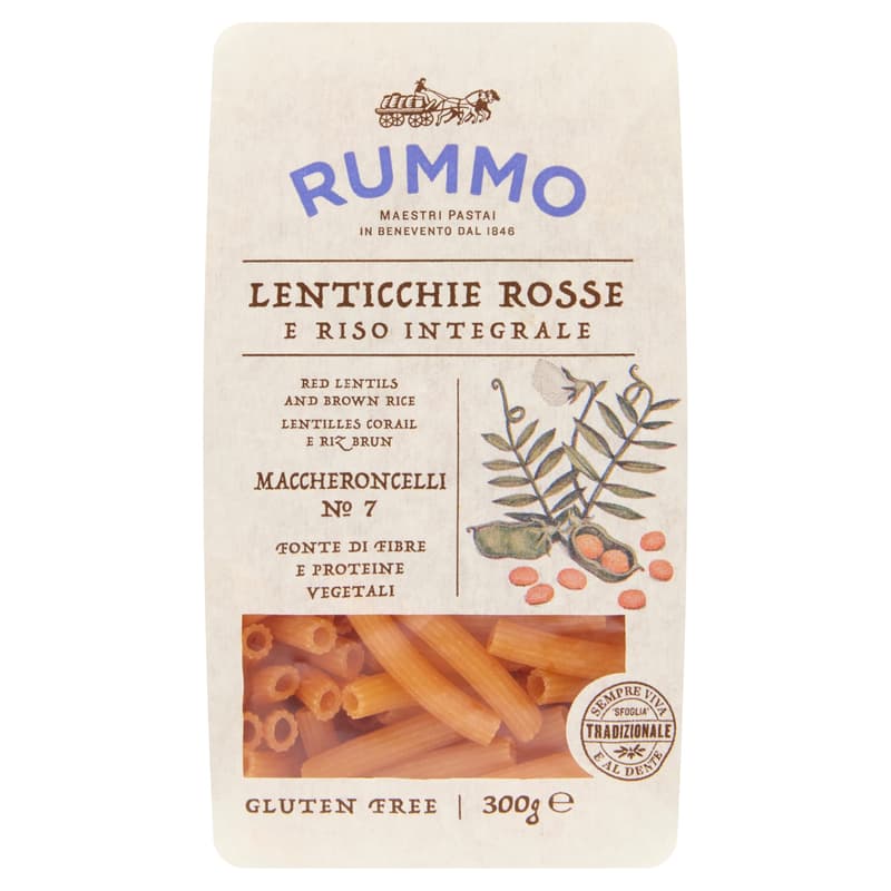 Rummo Maccheroncelli dry pasta from red lentils and brown rice