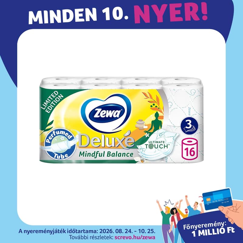 Zewa Deluxe Mindful Balance 3 rétegű toalettpapír 16 tekercs