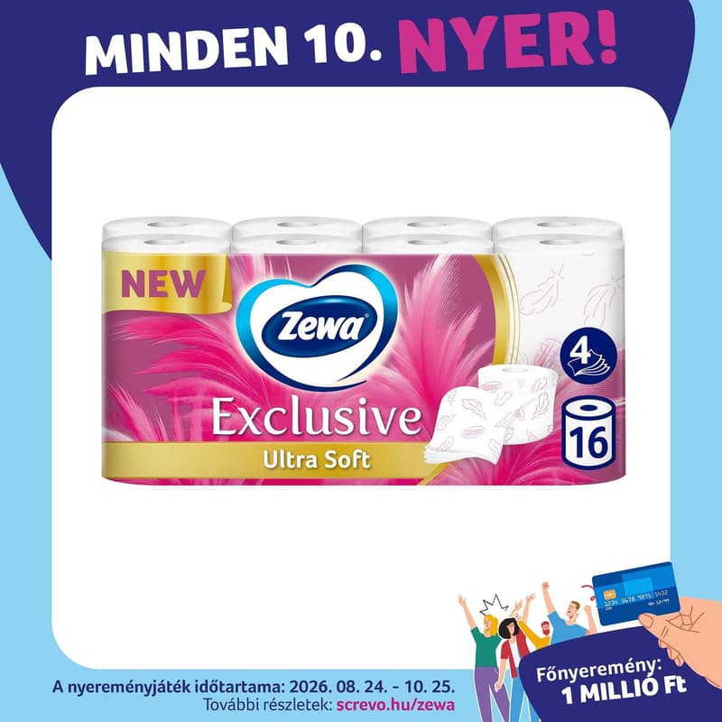 Zewa Exclusive Ultra Soft 4 rétegű toalettpapír 16 tekercs