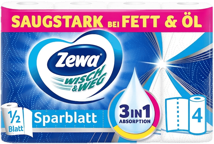 Zewa Wisch & Weg Sparblatt háztartási papírtörlő 2 rétegű 4 tekercs