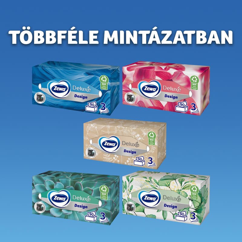 Zewa Deluxe Limited Edition dobozos illatmentes papír zsebkendő 3 rétegű