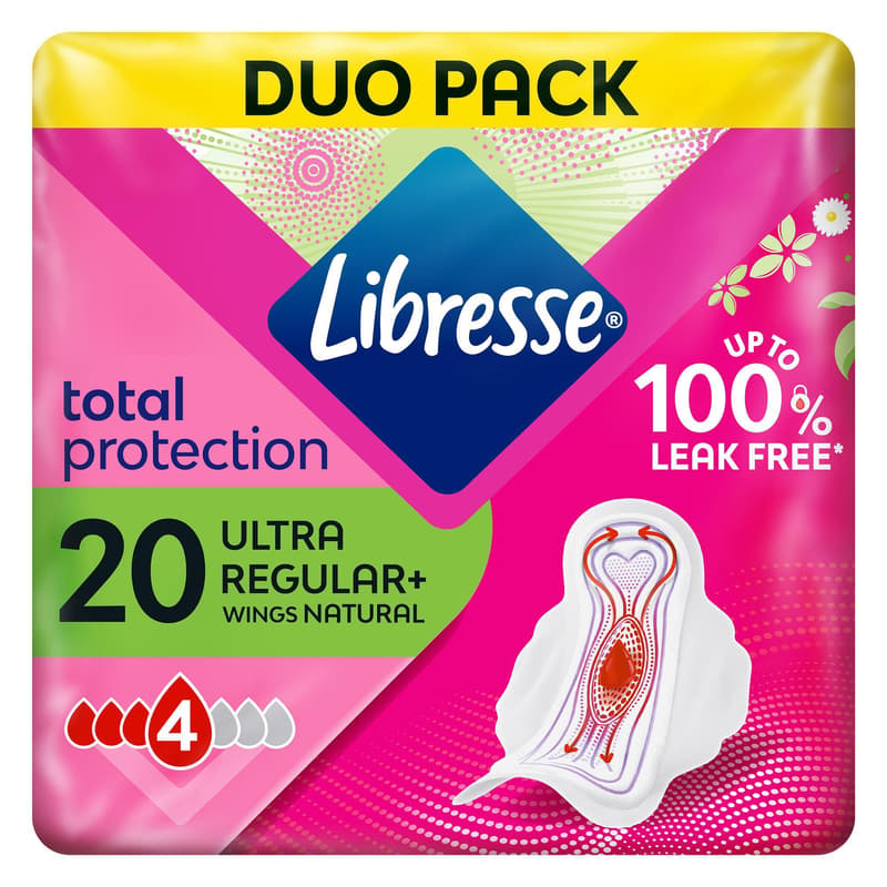 Libresse sanitary napkin Aloe Vera & Camomile Ultra wings Normal duo 2x10 pcs