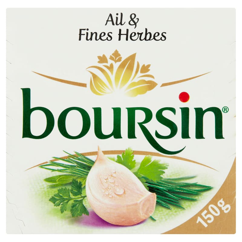 Boursin Fokhagymás, zöldfűszeres zsírdús, lágy sajt