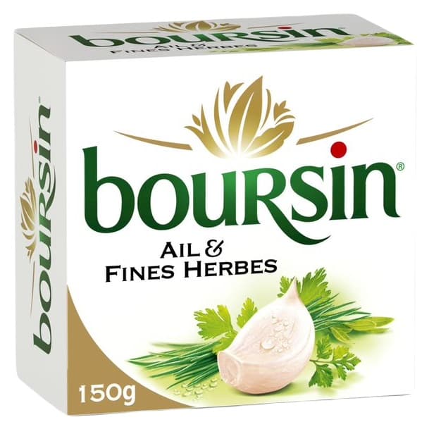 Boursin Fokhagymás, zöldfűszeres zsírdús, lágy sajt