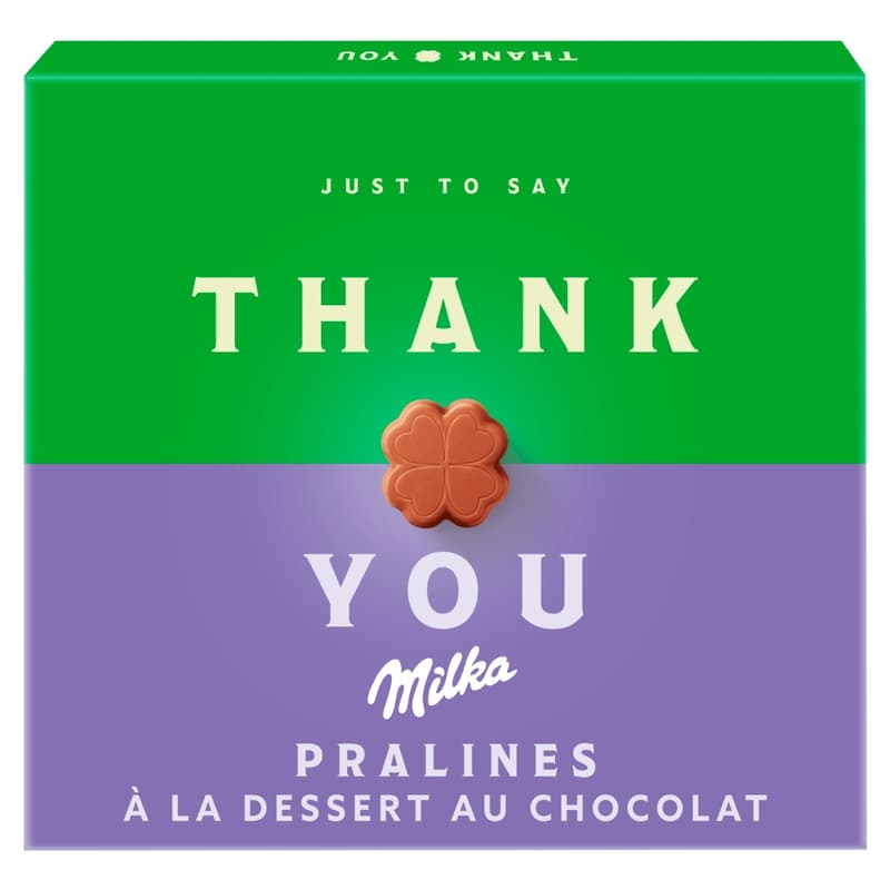 Milka Thank You alpesi tejcsokoládé praliné kakaós krémtöltelékkel