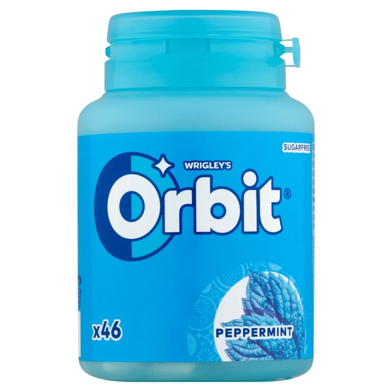 Orbit Peppermint with mint flavored sugar-free chewing gum sweetener