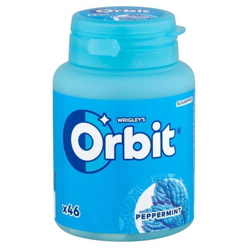 Orbit Peppermint with mint flavored sugar-free chewing gum sweetener