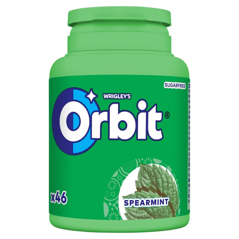 Orbit Spearmint with mint flavored sugar-free chewing gum sweetener