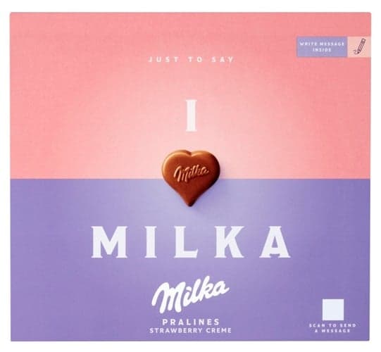 Milka I ♥ Milka alpesi tejcsokoládé praliné epres töltelékkel