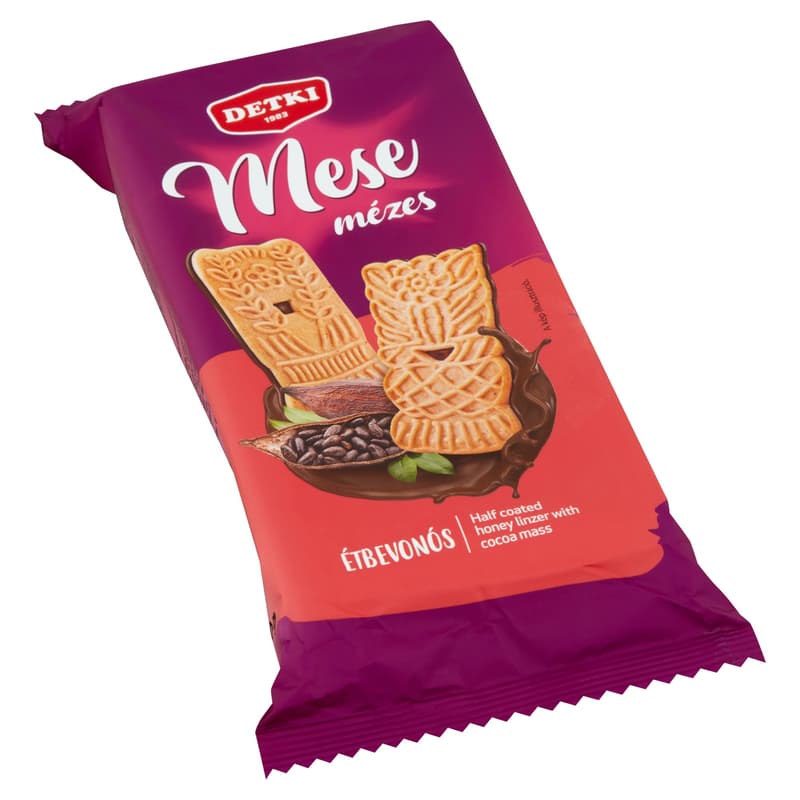 Detki Mese mézes linzer kakaós étbevonómasszával félig mártva