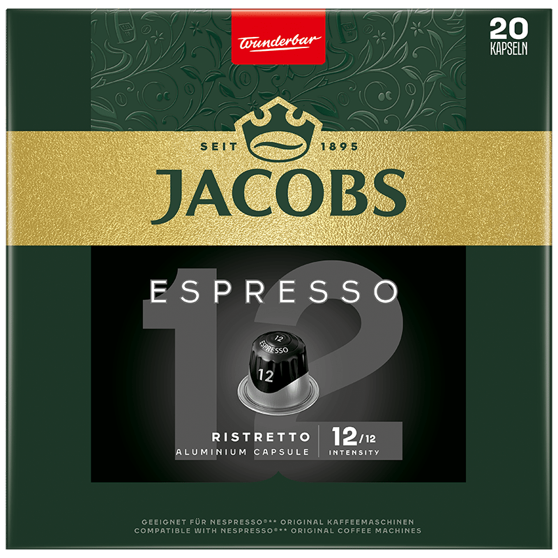 Jacobs Espresso 12 Ristretto ground-roasted coffee capsules