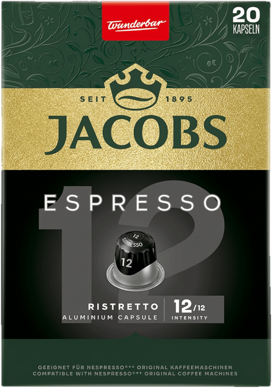 Jacobs Espresso 12 Ristretto ground-roasted coffee capsules