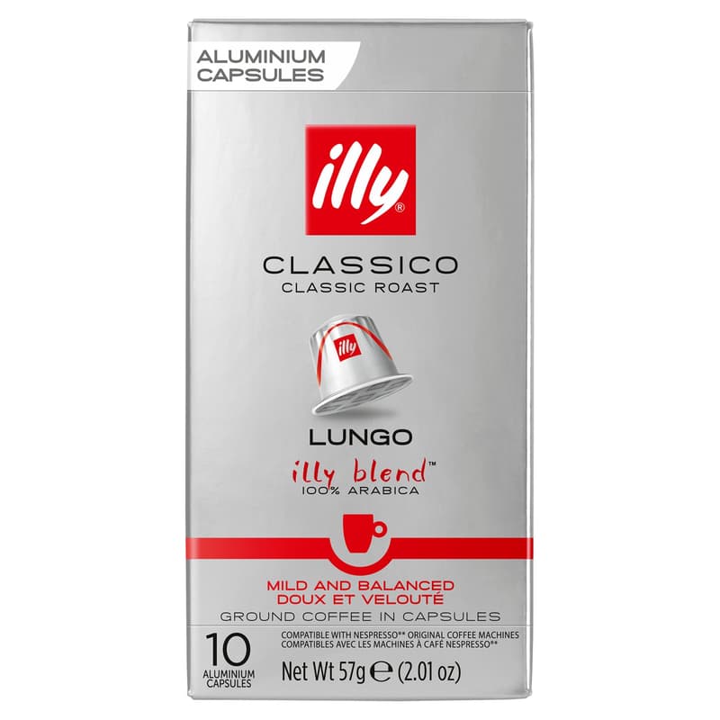 Illy Lungo Classico in ground-roasted coffee capsules