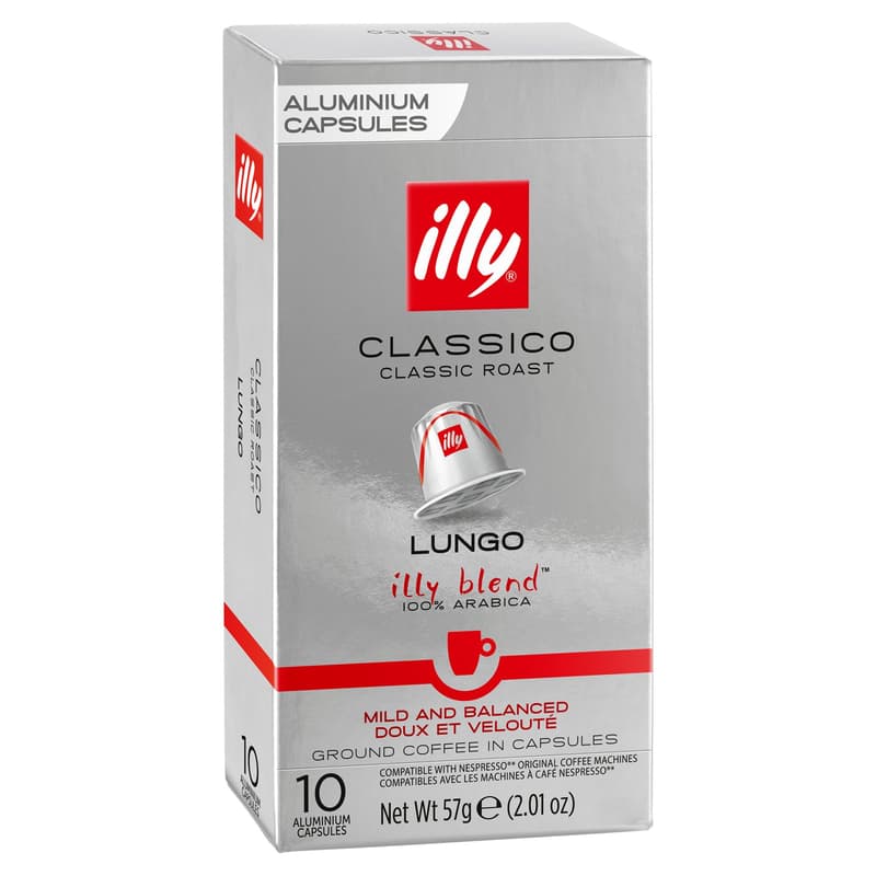 Illy Lungo Classico in ground-roasted coffee capsules