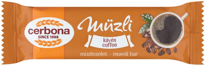 Cerbona Kávés müzliszelet, fehér bevonó talppal