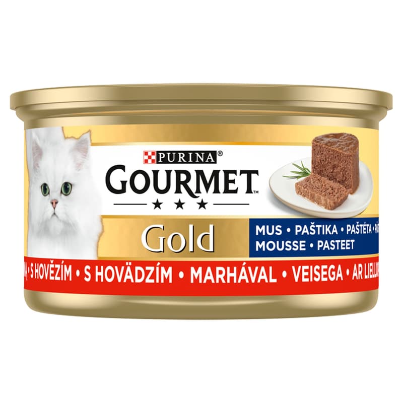 Gourmet Gold Beef pate with wet cat food
