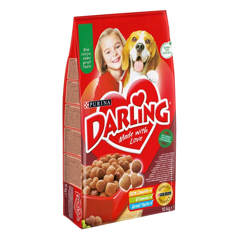 Darling Dry dog food with beef and added assorted vegetables