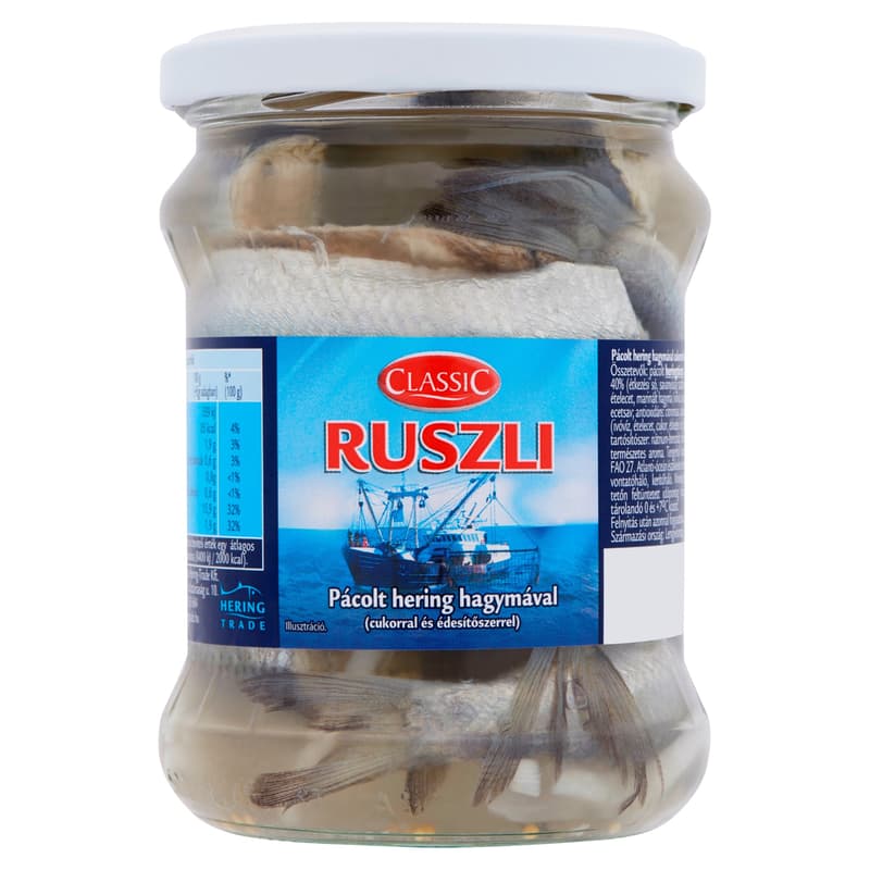 Classic Russell marinated herring with onion and sweetener