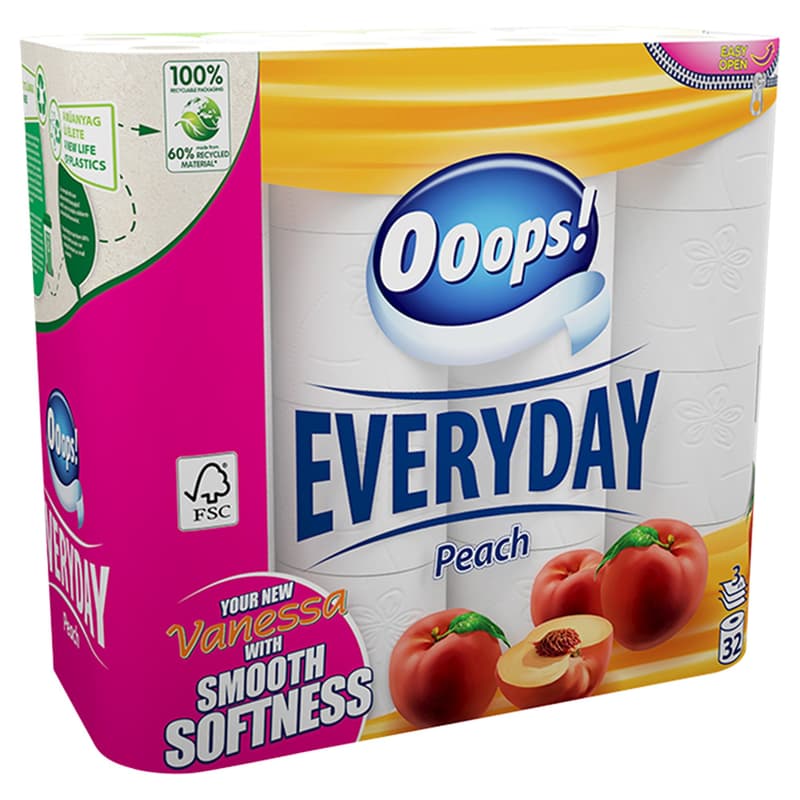 Ooops! Vanessa peach 3 ply toilet paper