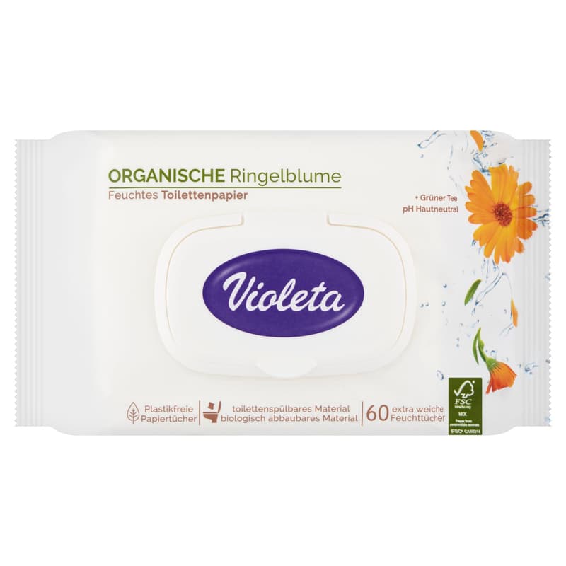Violet wet toilet paper sensitive antiallergenic