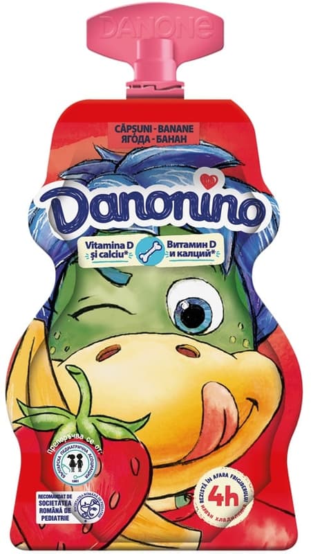 Danonino strawberry-banana flavored yogurt sachet for kids